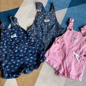 OshKosh B’gosh set of short overalls 18-24 month